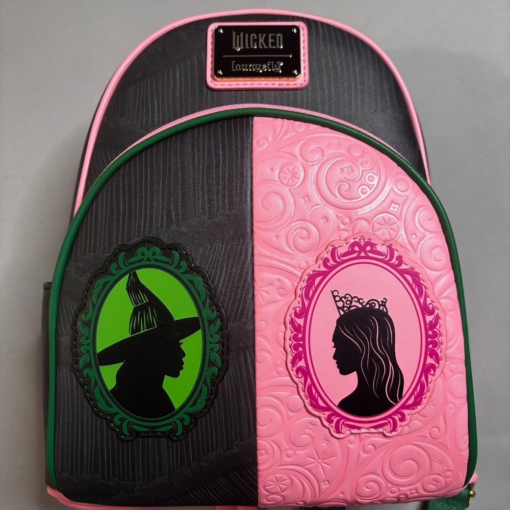 Loungefly Wicked Pink Green Colorblock Mini Backpack Elphaba Glinda Universal - Picture 2 of 7